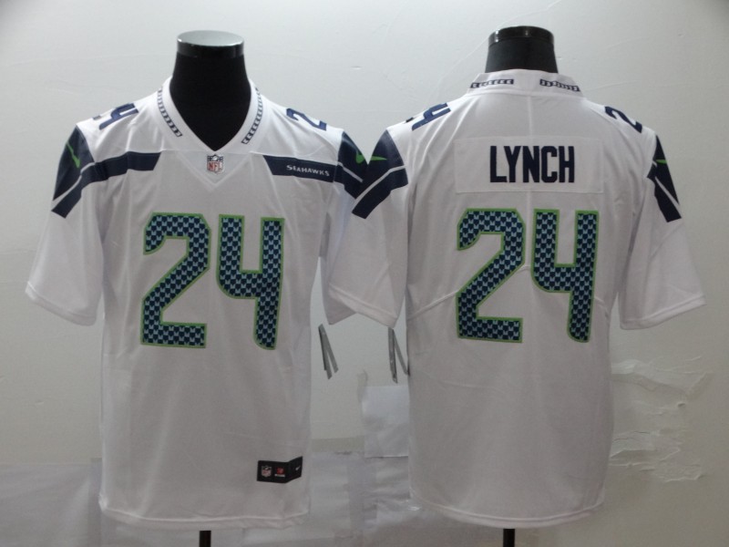 Men's Seattle Seahawks #24 Marshawn Lynch White Jersey